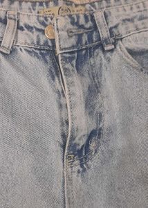 Baggy One-Side Ripped Light Blue Jeans