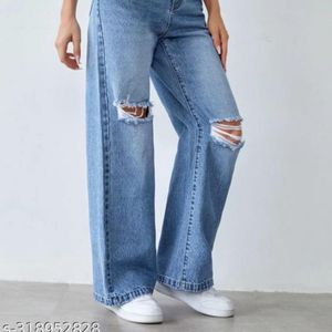 Ripped Wide-Leg Jeans