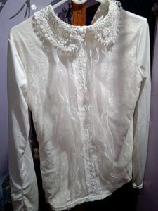 Elegant White Pearl Lace Top💗
