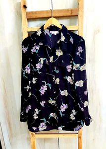 Black Floral Design Shirt Size-38