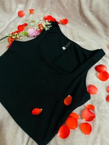 Black Crop Tank Top With Shorts