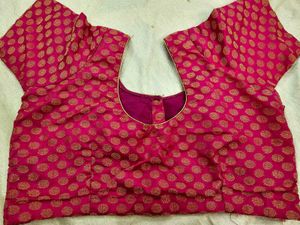 Festive Green &amp; Pink Stitched Blouse