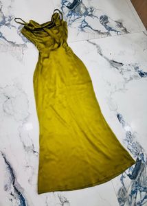 Olive Green Satin Slip Dress