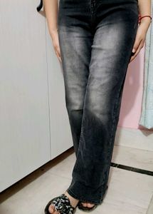Grey Wash Wide Leg Jeans