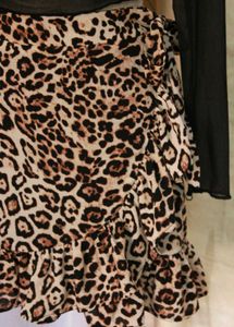 Forever 21 Leopard Print Ruffle Wrap Around Skirt