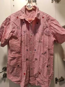 Red Checkered Button-Down Shirt