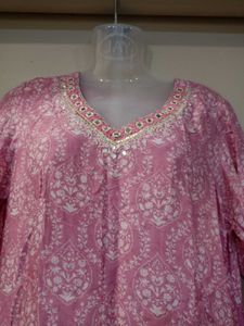 Elegant Pink Printed Kurti Set🌷