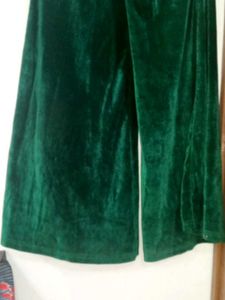 Emerald Green Velvet Palazzo Pants