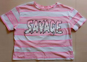 Pink&amp;White Loose Fit Crop T-shirt