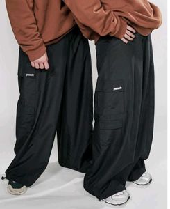 Peach Baggy Black Cargo Pants.