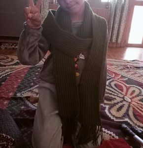 Green Knitted handmade Scarf