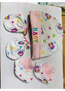 Pink Baby Cap With Mitten