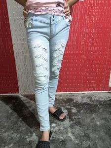 Leaf Design Jeans