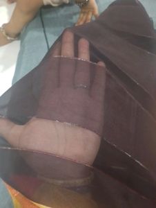 Brown Satin Patta Saree