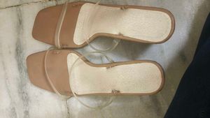 Nude Block Heel Thong Sandals
