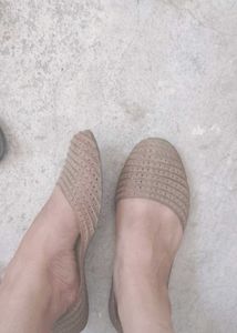 Cute Beige Jelly Flats