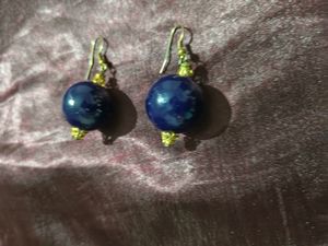 Dark Blue Bead Earring Set