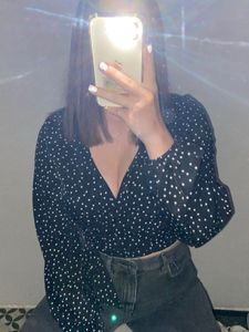 Zara Satin Tie Front Blouse