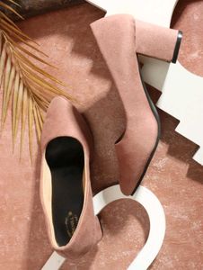 Suede Block Heel Pumps