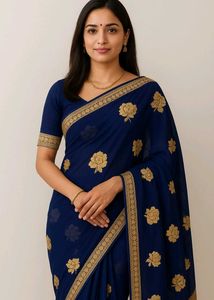Elegant Blue Floral Saree