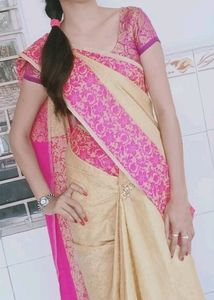 Off White White Coloured Beautiful Cotton Silk Saree