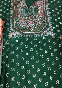 Green Printed Kurta Set