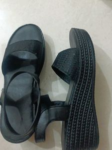 Black Wedge Sandals