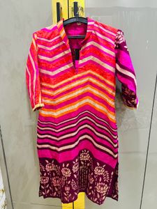 Colorful Patterned Silk Tunic Kurta Set