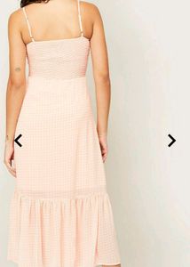 Ginger Checked Fit&amp;Flare Dress Peach
