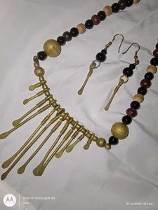 boho dokra necklace with earrings bangle set