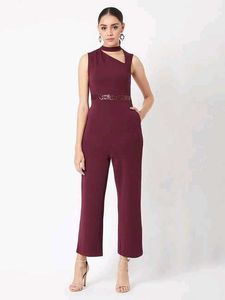 Miss Chase Maroon Embellished Jumpsuit