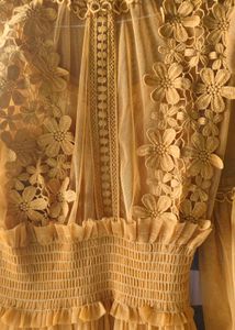 Elegant Yellow Lace Dress