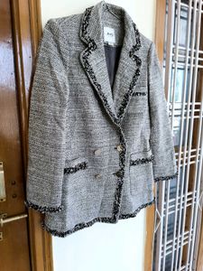Sales 🔥Grey Tweed Blazer with Black Trim
