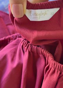 Wine Off Shoulder Crop Top