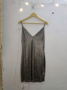 Metallic Silver Mini Dress