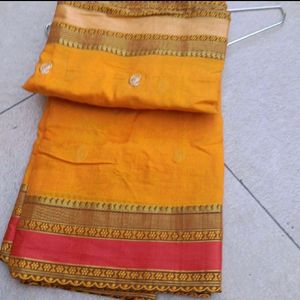 Yellow Saree Wear Only 2 Times Blouse Size 36