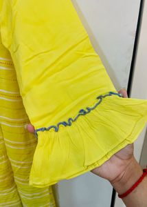 Yellow Printed Kurta