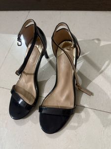 Black Ankle Strap Heels By Tresmode, Size: Euro 36