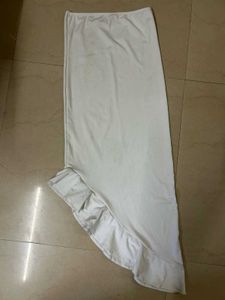 White Ruffle Hem Midi Skirt