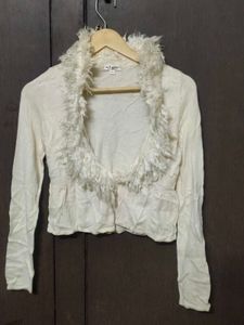 Furry Trim Cardigan/Shrug