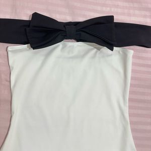 🎀White Dress with Black Bow