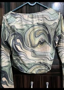 Marble Printed Crop Top
