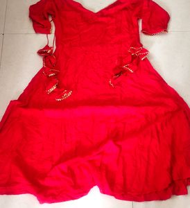 Plain Red Dress L Size Kurta