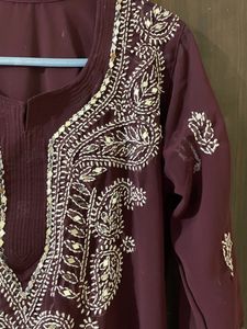 New Mirror Work Chikankari Kurti With Inner