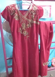 Red Embroidered Indian Dress