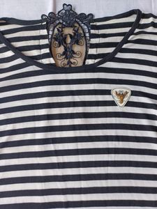Back Design Top With Black And White Striped