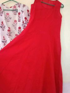 Cotton Anarkali Kurta With Long Shrug