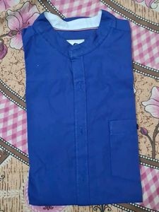 Blue Mandarin Collar Shirt - Size L