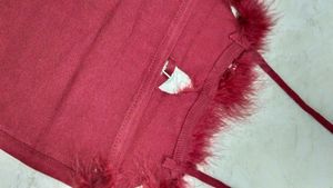 Maroon Feather Trim Top