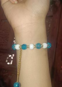 Duo Blue And Purple Crackle Beads Bracelet